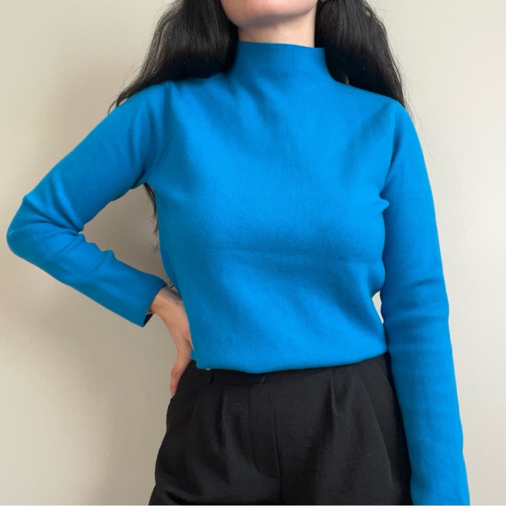 Mango Blue turtleneck knit sweater